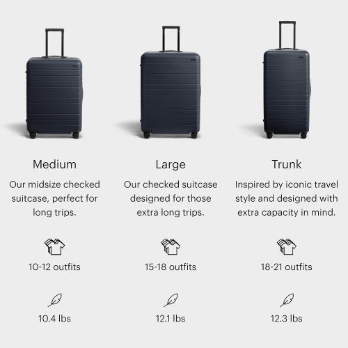 Away Trunk Checked Luggage - 31-Inch Lightweight Hardside Suitcase with 360° WhisperGlide Spinner Wheels, Interior Compression System, TSA-Accepted Lock - Navy Blue