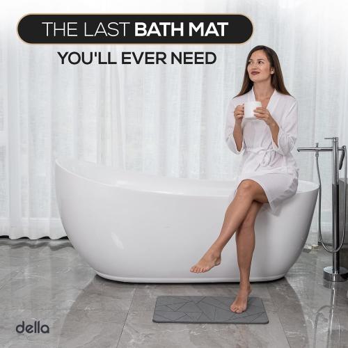 della Premium Stone Bath Mat - Luxurious Quick Drying Diatomite Bathstone for Bathroom Floor - Modern Super Absorbent Diatomaceous Earth Shower Mat, Water Absorbent Bathmat (Triangle)
