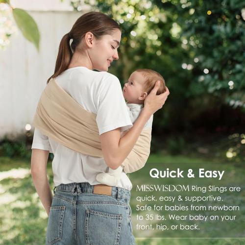 Size 7-35 Color cream Baby Ring Sling Baby Carrier Newborn to Toddler Carrier (7-35 lbs), Baby Sling Carrier, Toddler Sling Carriers, Infant Wraps Carriers, Cream