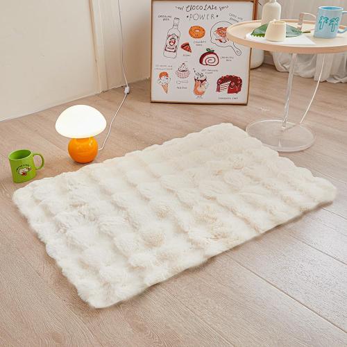 Creamy White Rabbit Plush, Fluffy Faux Fur Shaggy Area Rug