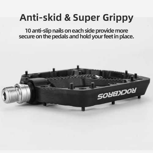 ROCKBROS Mountain Bike Pedals Flat MTB Pedals Nylon Fiber Bicycle Platform Pedals for Road Mountain BMX MTB Bikes