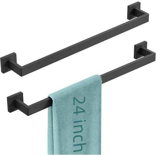 Bathroom Towel Bar,24 Inch Towel Racks for Bathroom Wall Mounted,Stainless Steel Towel Rail Hanger for Wall,Matte Black Towel Holder for Wall, Kitchen(2 Pack)