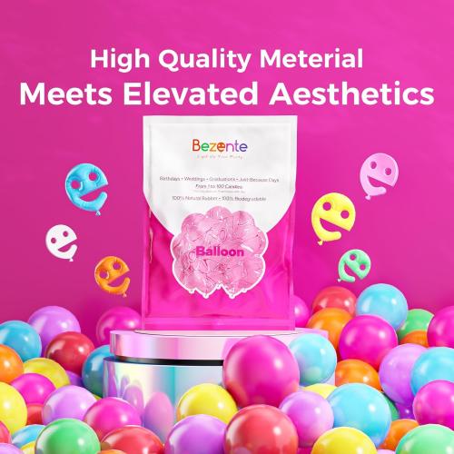Bezente Pastel Pink Latex Party Balloons - 100 Pack 12 inch Round Helium Light Pink Bridal Pink Balloons for Wedding Bridal Shower Gender Reveal Birthday Party Decoration
