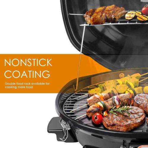 Electric Grill, Techwood Outdoor Electric BBQ Grill, Portable1600W Tabletop Grill for Party, Patio & Backyard Use, Black