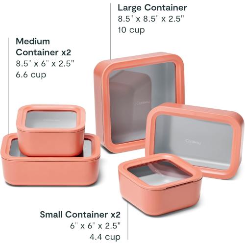 Caraway 13pc Glass Food Storage Container Set - Easy to Store, Non Toxic Lunch Box - with Glass Lids -