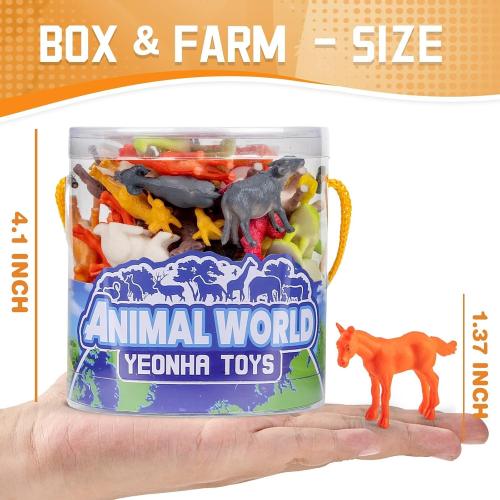 Mini Farm Animal Figurines with Gift Box, 60 Pcs Realistic Tiny Plastic Animal Toys for Toddlers, Farm Themed Party Decoration, Christmas Easter Thanksgiving Favors, Birthday Gifts, Cupcake Topper
