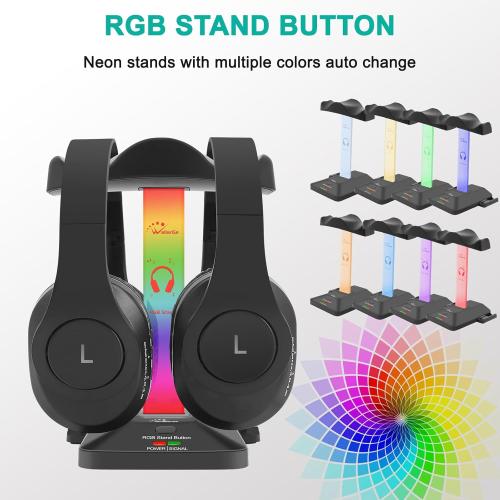 WallarGe Dual Wireless Headphones for TV Watching with RF Transmitter, Bluetooth Over-On Ear TV Headphones Wireless for Seniors, No Lip-Sync Delay, Plug & Play. Set of Two