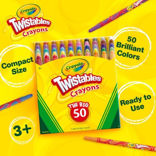 Crayola Mini Twistables Crayons for Kids (50ct), Essential Easter Basket Stuffers, No Peel Crayons for Coloring Books, Gift for Toddlers & Kids, Arts & Crafts Supplies, 3