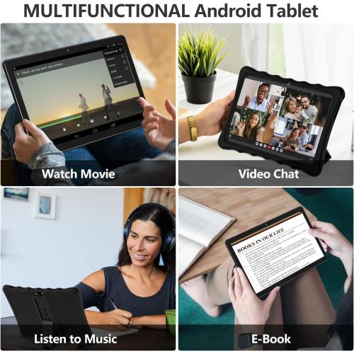 Black Tablet 10.1 Octa-Core Android 11 Tablet, 64GB Storage Tablets with Keyboard, Stylus Pen, Dual 13MP 5MP Camera, WiFi, Bluetooth, GPS, 512GB Expand Support, IPS Full HD Display