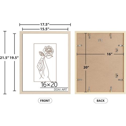 2Pack Oak 16x20 DOAI ART Poster Frames, Woodgrain 16 x 20 Picture Frames for Horizontal or Vertical Wall Mounting, Scratch-proof Safe and Artistic Large Photo Frame Wall Art