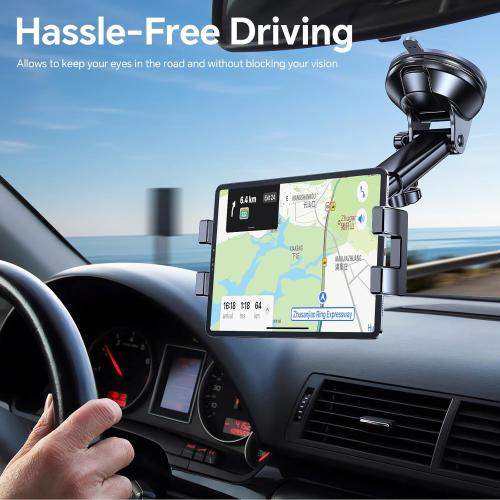 Tablet Holder for Car ipad Holder for Car【Windshield Dash】Suction Cup ipad Mount for Truck Stand【360° 】Tablet Car Mount soporte para tableta para auto for All 4.7-12.9 Apple iPad Samsung Galaxy Tab