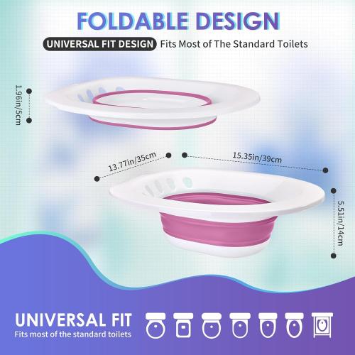 Sitz Bath for Toilet, Sitz Bath for Hemorrhoids and Postpartum Care - Yoni Steam Seat - Portable Bidet for Epsom Salt Soak, Foldable Basin BPA Free, Perineal Soaking and Steaming - Pink
