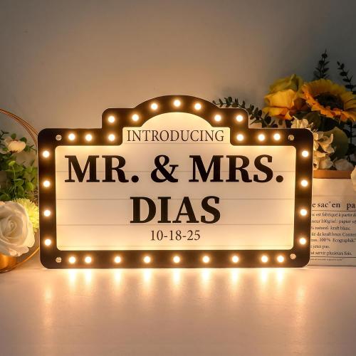 Custom Wedding LED Bottle Service Sign, Large Personalized Wedding Reception Light Up Marquee Signs, Customized Waterproof Marquee Bottle Service Lights for Nightclub Bar Birthday Party, Battery Case