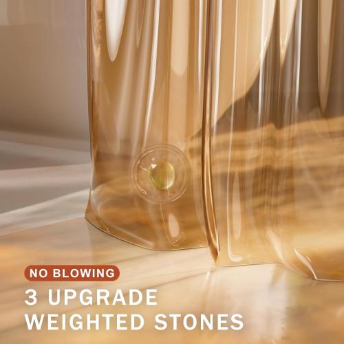 AmazerBath Shower Curtain Liner, EVA Clear Orange-Brown Heavy Duty Shower Curtain and Liner 2-in-1, 72x72 Luxury Plastic Weighted Bathroom Shower Liner, 12 Rustproof Grommets & 3 Heavyweight Stones