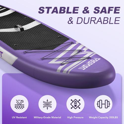 PURPLE FBSPORT 11' Premium Stand Up Paddle Board, Yoga Board with Durable SUP Accessories & Carry Bag | Wide Stance, Surf Control, Non-Slip Deck, Leash, Paddle and Pump for Youth & Adult