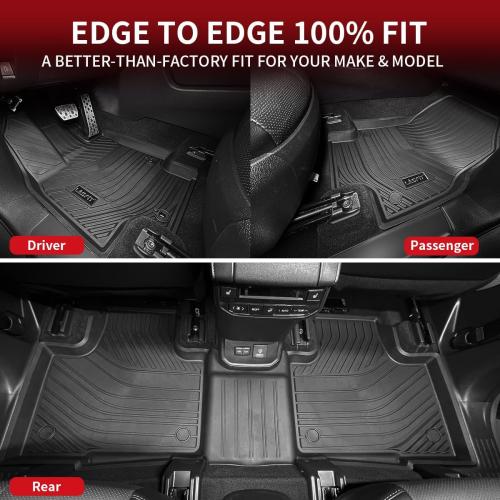 LASFIT Floor Mats&Trunk Mats for Toyota Highlander 8 Seats 2020-2025 2026 (Not for Hybrid), All Weather TPE Floor Liner & Cargo mats for Highlander，Front&Rear 4 Rows mats.