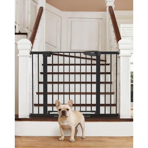 Cumbor 29.7-46 Baby Gate for Stairs, Mom's Choice Awards Winner-Auto Close Dog Gate for The House, Gifts for Mom, Easy Install Pressure Mounted Pet Gates for Doorways, Black