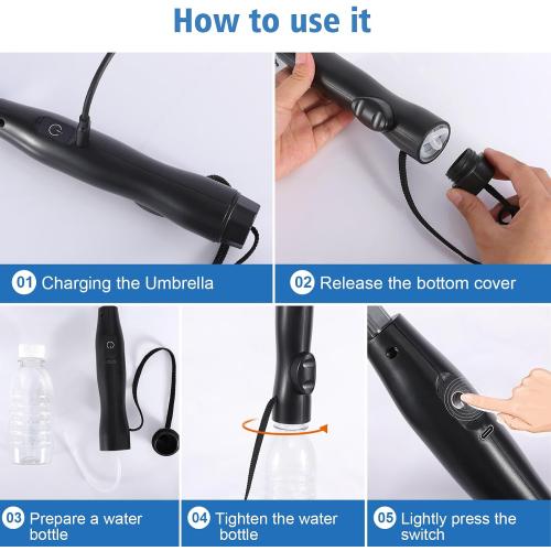 Color Blue Umbrella with fan and mist spray,Rechargeable - Ultimate Solution for Cooling & UV Protection - Ideal for Summer, Beach, Outdoor Sports, Golf, Fishing Activities.