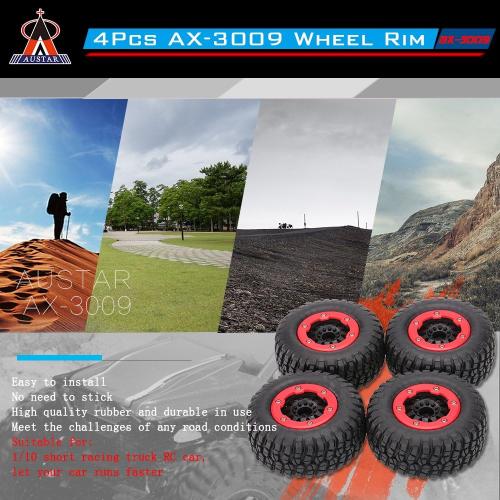 GoolRC 4Pcs AX-3009 High Performance 108mm 1/10 Short Course Truck Tires with Wheel Rim for All Terrain
