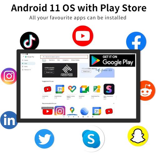 15.6 Digital Signage Display 10000 mAh Capacitive Touch Screen Advertising Display with Wireless Screen Mirroring, All in One LCD Screen HDMI-in with Android 11(2 32GB)