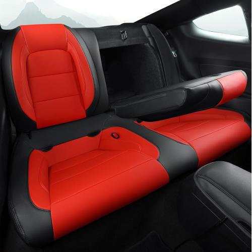 GIANT PANDA Customized Full Set Car Seat Covers Fit Ford Mustang Coupe Hardtop 2015 2016 2017 2018 2019 2020 2021 2022 2023 2024 2025 2026- (Black Red)