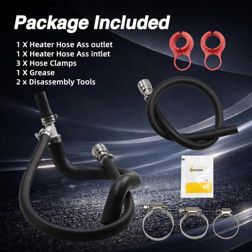 EVRBUL HVAC Heater Hose Assembly Inlet & Outlet, Engine Heater Coolant Hose with Set Upgraded Steel Connector, Compatible with Cadillac Chevrolet GMC 2007–2013, Replaces# 22884219, 15834772, 15200960