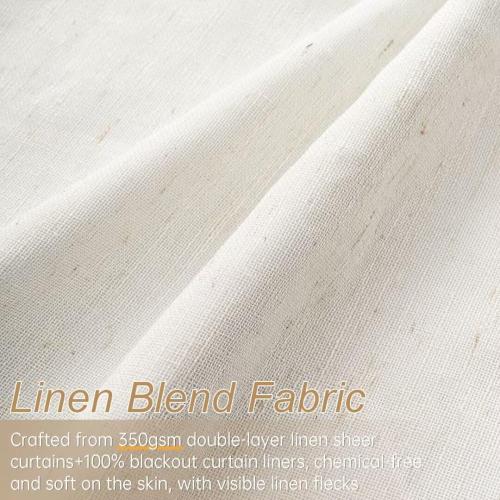 Topfinel Pinch Pleated Full Blackout Linen Curtains 84 Inch for Bedroom Living Room,Fall Natural Double Layer Linen Blended Room Darkening Pinch Pleat Drape with Hooks Rings 2 Panel 40 Wx84 L