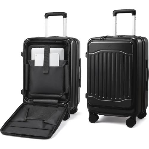 LOVEVOOK Carry On Luggage 22x14x9 Airline Approved, Expandable Hard Shell Suitcase with Spinner Wheels, USB Charging Port & Front Pocket, PC Hardside Rolling Luggage with TSA Lock for Travel