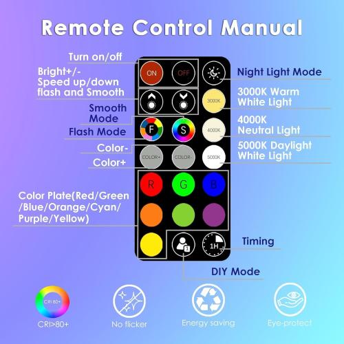 FTL GU10 LED Color Changing Light Bulb with Remote Control, RGB Dimmable Colored Light Bulbs 5W 40W Equivalent, 2700K-6000K， 30 Colors, Timer, Spotlight Bulb for Track Recessed Lighting 10-Pack
