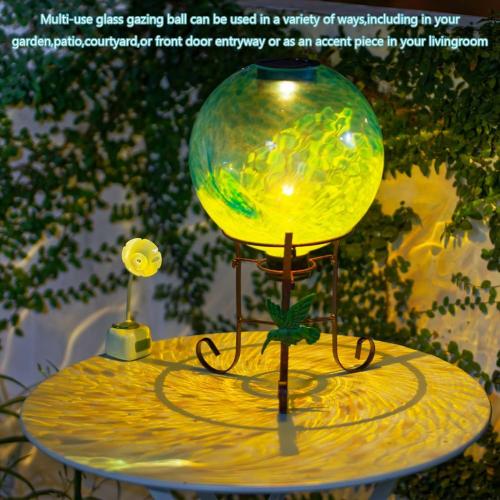 10 Diameter Solar Color-Changing Gazing Ball with 8.5 Hummingbird Metal Stand Indoor Outdoor Glass Globe Sphere Yard Ornament Solar Gazing Balls for Garden,Lawn,Patio,Porch,Gift for Women