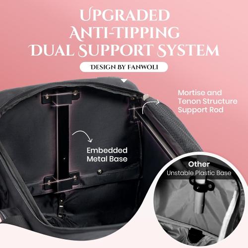 Fanwoli 23 Dance Bag with Garment Rack 4 Wheels | Detachable 360° Wheels | Ultra-Light Collection | Ideal Competition Duffle Bag for Dream, Black with Pink Trim