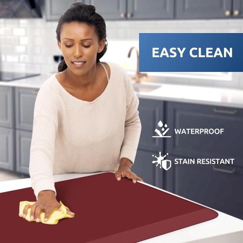 Kitchen Mat Cushioned Anti Fatigue Rug Water Resistant, Non Slip, Standing and Comfort Desk/Floor Mats for House Sink Office (Red)