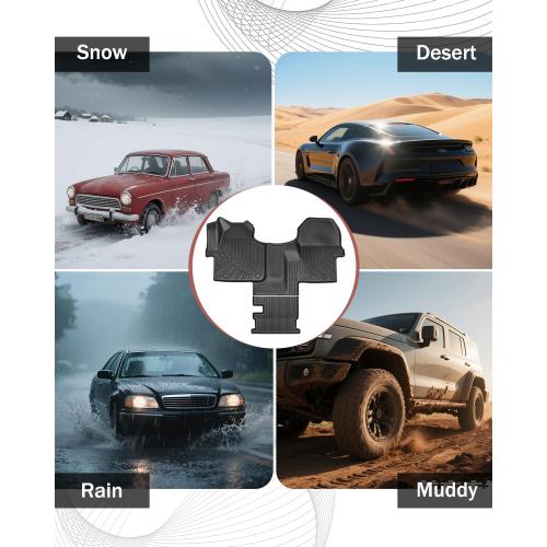 Icyhaws® Floor Mats for Mercedes Benz Sprinter 2500/3500 2019-2025 With 1st Row Bucket Seats, All-Weather TPE Rubber Car Mats, Driver & Passenger Floor Liners Accessories for Sprinter Cargo Van Models