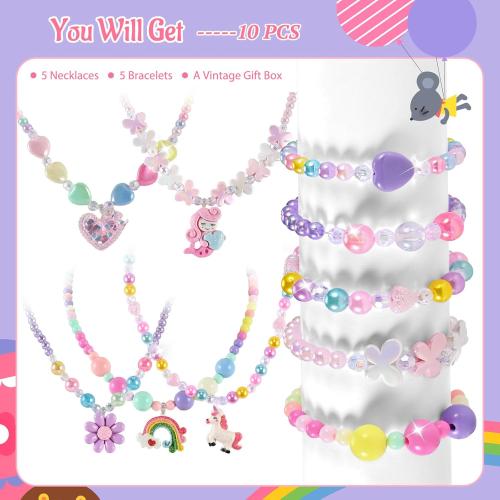 Kids Jewelry for Girls, Necklaces, Rings, Bracelets, Little Girls Jewelry Kids Necklace Rings for girls, Kid Bracelets Necklace Birthday Gift Age 2 4 6 8