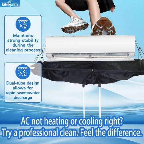 Mini Split Cleaning Kit Bag,Split Ac Unit Cleaning Bag Kit for Cleaning Wall-Mounted Air Conditioners and Duct Units(Black, 21 PCS with Kettle, Size: 38-162 Cm 15.35-64 Inches