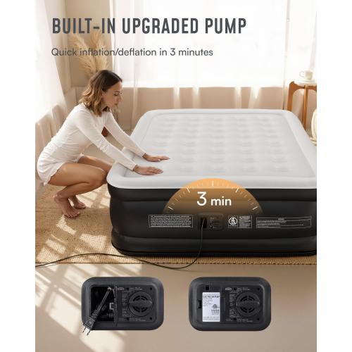 Airefina Air Mattress Queen with Built in Pump, 18 Raised Comfort Blow Up Mattress with Carrying Bag, Portable Inflatable Mattress for Guest Home, Air Bed Colchones Inflables 750 Lbs Max, 80*60*18 in