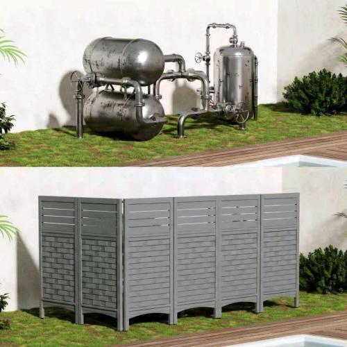 Mrosaa Outdoor Fence Privacy Panels,Resin Privacy Fence Panels for Outside,Air Conditioner/Trash Can/Pool Equipment Enclosure 4-Pack(Grey)