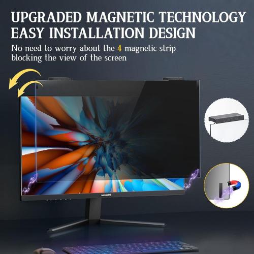 24 Magnetic Computer Privacy Screen 24 inch, Hanging Privacy Screen for Computer Monitor for 16:9 Frameless Monitor, Eye Protection Anti Glare Anti Blue Light Filter