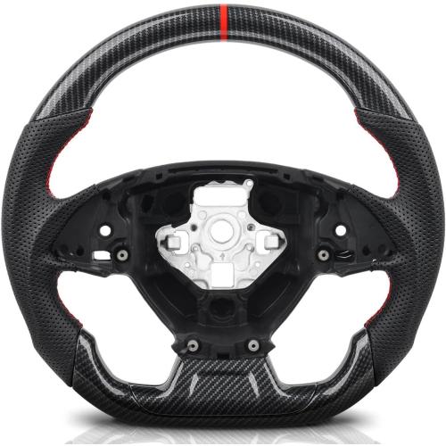 Steering Wheel for Camaro 2015-2024 Hydro Dip Carbon Fiber Steering Wheel with D-shaped Flat-bottom Perforated Leather Grip Hand-Stitched Compatible with Camaro