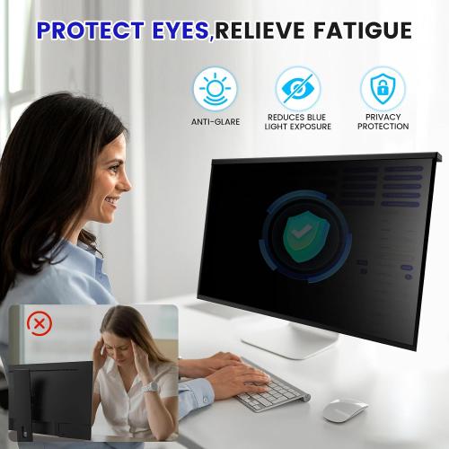 Hanging 24 Inch Computer Privacy Screen Filter, Hanging Computer Screen Privacy Cover, Compatible with, 23.8 Inch 16:9 Widescreen Monitors, Protect Eyes from Glare and Blue Light