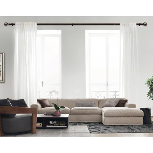 KAMANINA Curtain Rods for Windows 72 to 144 Inches (6-12ft) Long Heavy Duty Curtain Rod, 7/8 Inch Adjustable Decorative Drapery Rods with Netted Texture Finials, Bronze, Size: 32-144