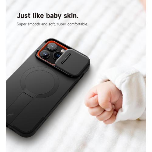 SURITCH for iPhone 14 Pro Max Case with Magnetic Camera Slide Cover and Adjustable Kickstand, Compatible with MagSafe, Shockproof Bumper Case Slim Protective Cover 6.7 Inch, Black