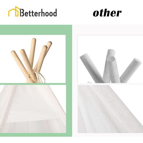 White 7' Large Teepee Tent for Adults, Play Tent with Carry Bag, 5 Sides Canvas Kids Teepee Tent Indoor & Outdoor Tents for Party, Wedding, Photo Prop, White