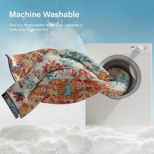 Lahome Area Rugs 9x12 Living Room Rug,Large Boho 9 x 12 Area Rugs for Living Room Washable Bedroom Rug,Boho Vintage Soft Non-Slip Printed Indoor Carpet for Dining Room Home Office(9x12ft,Orange)