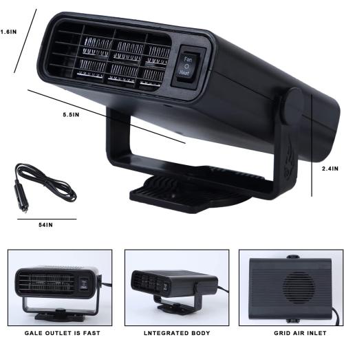 Car Heater-Cigarette Lighter Heater,12V Portable Heater for Car,Adjustable Electric Heating Fan and Windshield Defogging Defroster