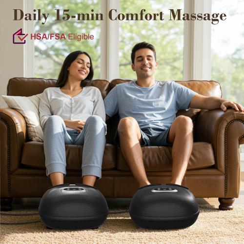 Foot Massager FSA Eligible HSA, Feet Massager with Heat for Plantar Fasciitis Relief, 5 Levels Compression & Vibration Massage for Neuropathy, Christmas Gifts for Women Men, Fits Up to 13