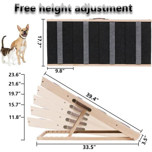 Upgrade 2-in-1 Pet Ramp Dog Stair,Folding Pet Stairs,Portable Dog Ramp for Small&Large Old Animals with Non-Slip Surface,Dog Ramp for Bed,Couch and Car,11.8 to 23.6 Height Adjustable(40×17.7)