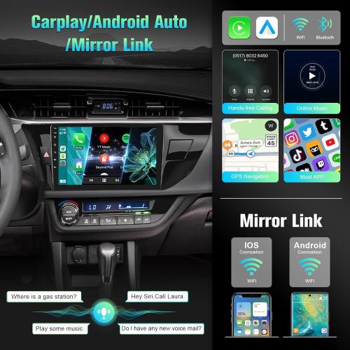 2 32GB Android Car Radio for Toyota Corolla 2013 2014 2015 2016 with Wireless CarPlay Android Auto - 10.1 Inch Touch Screen Stereo for Corolla 2013-2016 with in-Dash GPS Split Screen Backup Camera