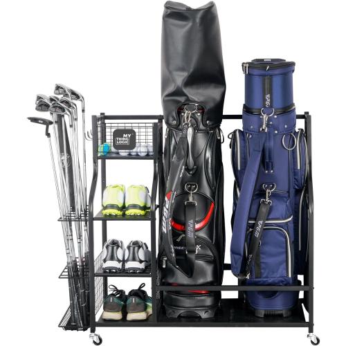 Mythinglogic Golf Storage Garage Organizer, Golf Bag Storage Stand and Other Golfing Equipment Rack, Extra Storage Rack for Golf Clubs