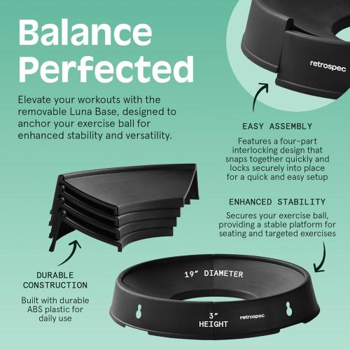 Retrospec Luna Exercise Ball with Pump - Anti-Burst Fitness Equipment for Yoga, Core Training & Stability - Home Gym Swiss Ball for Office & Pregnancy